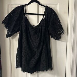 Vince Camuto Black Lace Flutter Sleeve Blouse